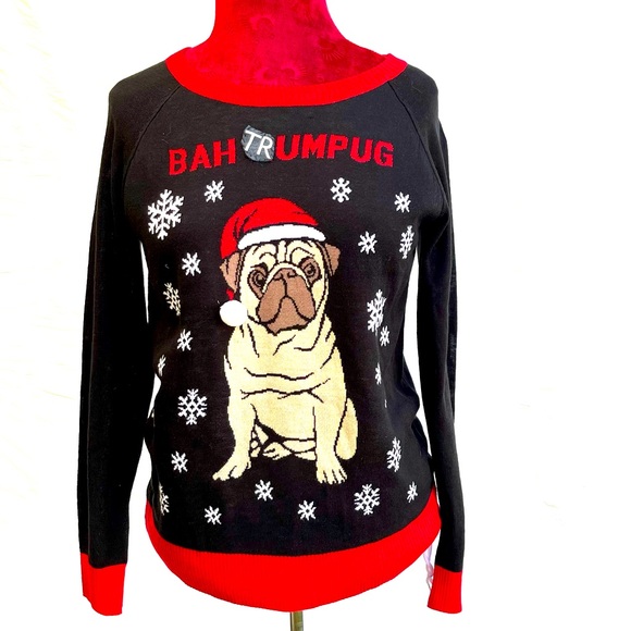 Custom Trump Pug Political Ugly Christmas Sweater One of a Kind - Picture 3 of 15